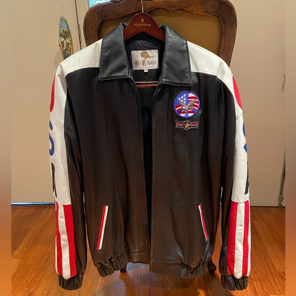 RARE Vintage ‘80s H&H Leather USA Bomber Jacket SIZE XL
